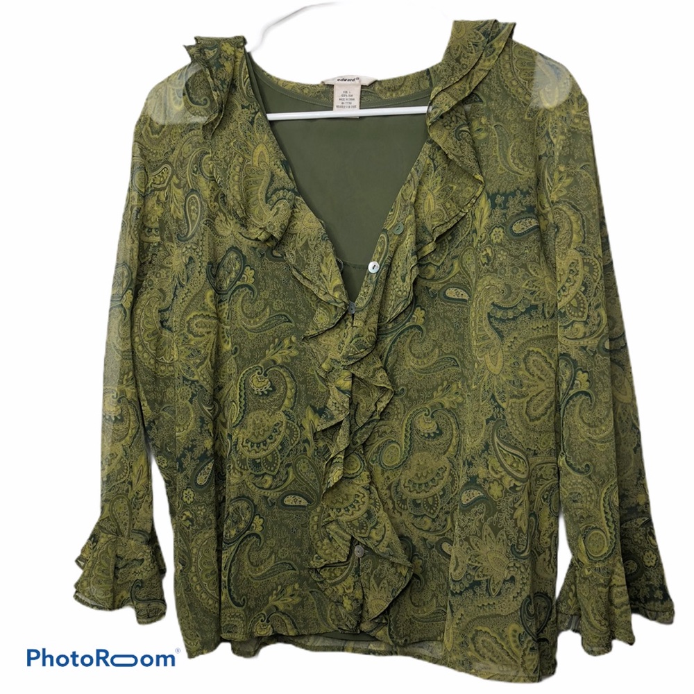 Edward Size Large 100% Silk 2-pc Top Set